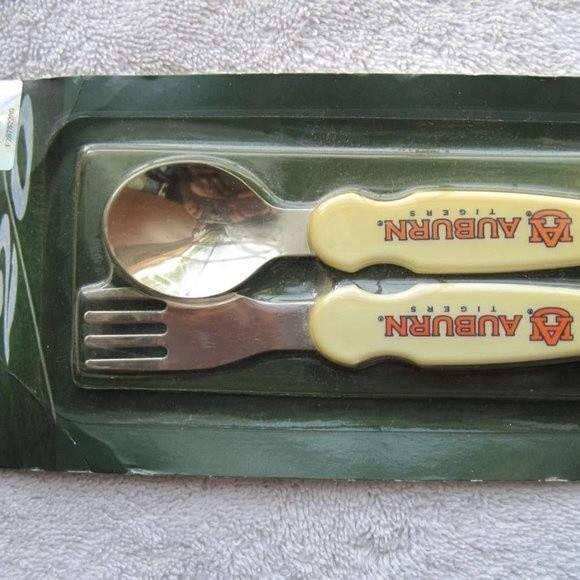 2 Sets Alabama Auburn Tigers Toddler Fork & Spoon Official Collegiate Baby Ware - Picture 8 of 10